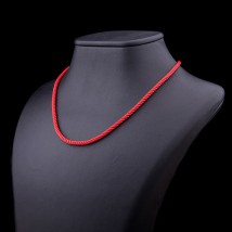 Шелковый красный шнурок с гладкой серебряной застежкой (3мм) 18203 Онікс  60