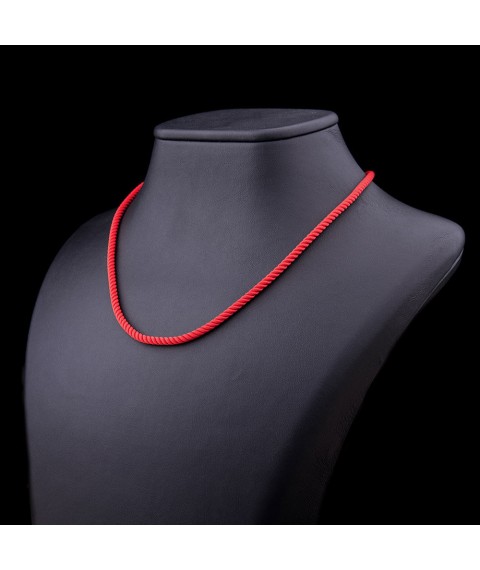 Шелковый красный шнурок с гладкой серебряной застежкой (3мм) 18203 Онікс  60