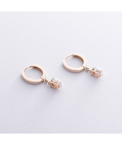 Earrings - rings with opal (yellow gold) s08705 Onyx