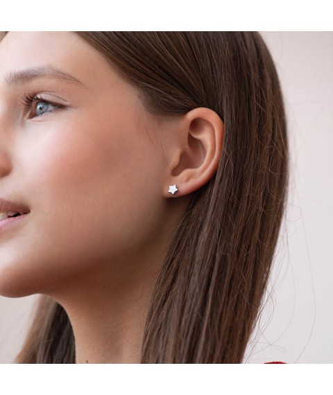 Gold stud earrings with stars s06184 Onyx
