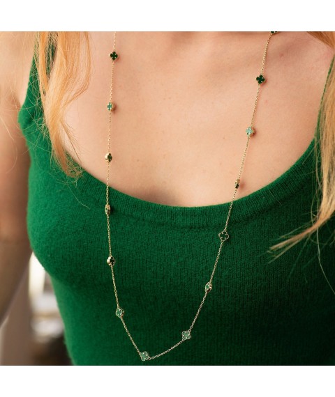 Necklace "Clover" with malachite mini (yellow gold) count02431 Onyx 85