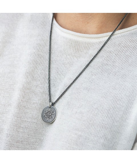 Silver pendant "Zodiac sign Taurus" 133200 Taurus Onyx