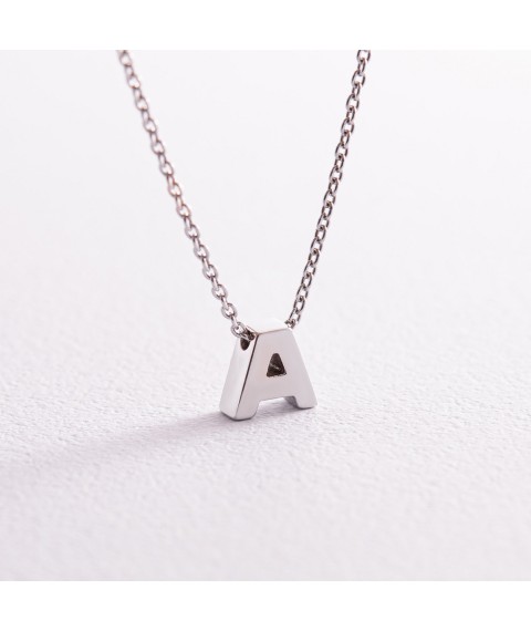 Silver necklace with the letter "A" 1105 A Onix 45
