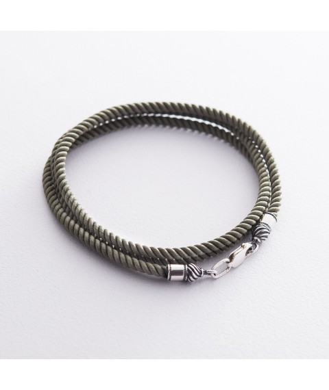 Шелковый шнурок цвета Хаки с серебряной застежкой (3мм) 18427 Онікс  55