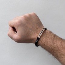 Rubber bracelet with cubic zirconia b03982 Onix 19