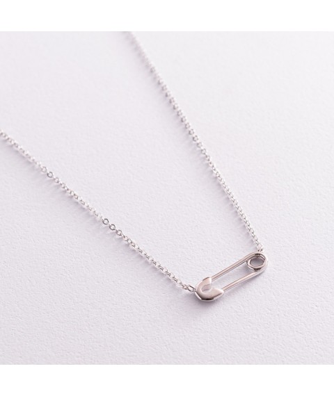 Silver necklace "Pin" 181191 Onyx 45