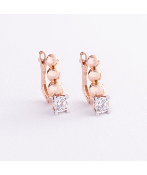 Gold earrings with cubic zirconia s04952 Onyx