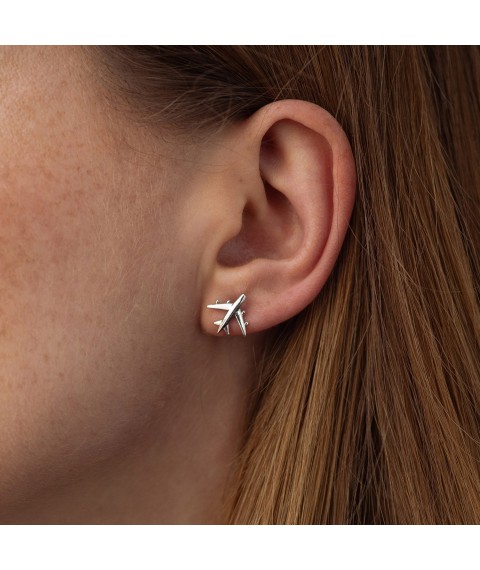 Silver stud earrings "Mriya" 122556 Onyx