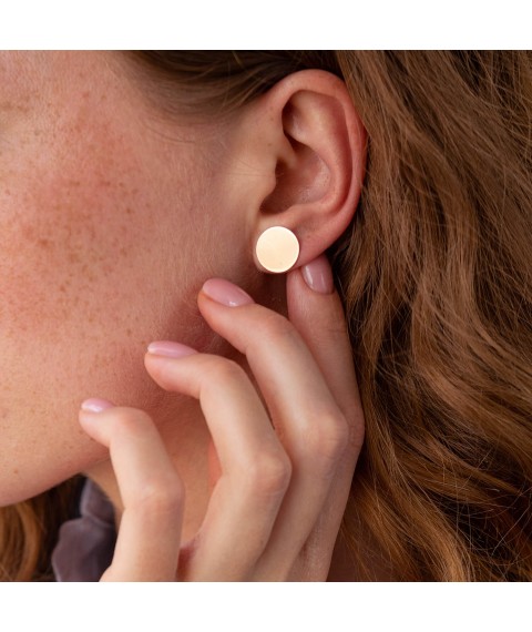 Gold stud earrings "Circles" s06464 Onyx