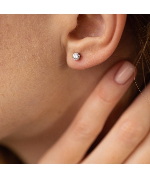Earrings - studs in white gold (diamonds) sb0240 Onyx