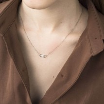 Silver necklace "Hearts" (cubic zirconia) 18753 Onix 55