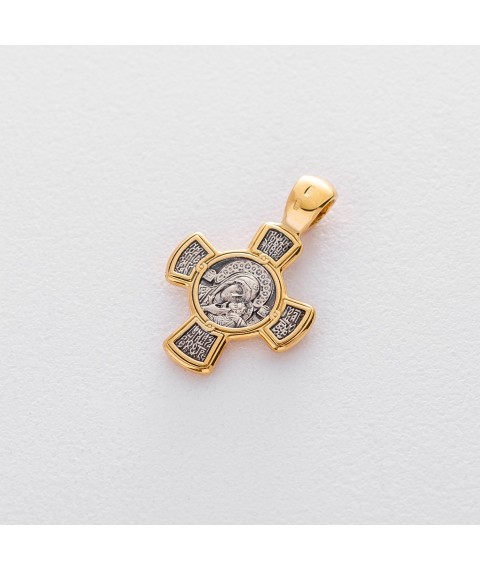 Silver cross with gilding. '' Saved. Kasperovskaya Icon of the Mother of God'' 132444 Onyx