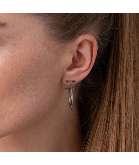 Silver earrings - studs "Daphne" 4850 Onyx