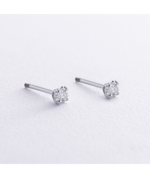 Gold earrings - studs "Hearts" with diamonds sb0394 Onyx