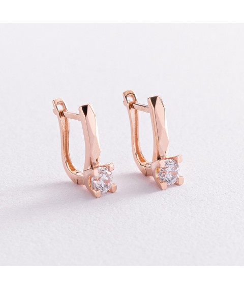 Gold earrings with cubic zirconia s07646 Onyx