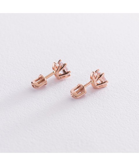 Gold earrings - studs with cubic zirconia s04082 Onyx