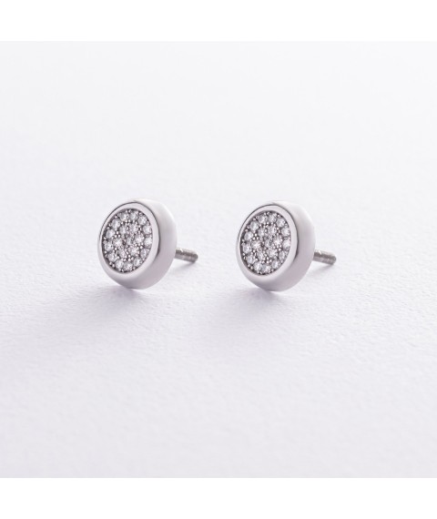 Silver earrings - studs with cubic zirconia 1001 Onyx