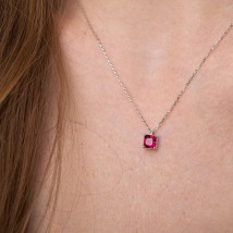 Gold necklace "Alma" (pink cubic zirconia) count02371 Onix 45