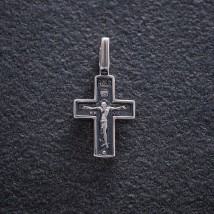 Серебряный крестик " Распятие. Молитва "Спаси и сохрани" 131379 Онікс