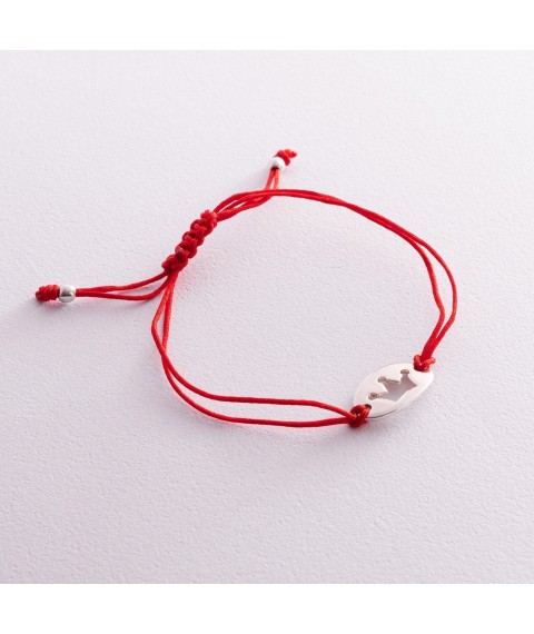 Bracelet with red thread "Crown" 141091 Onyx 19
