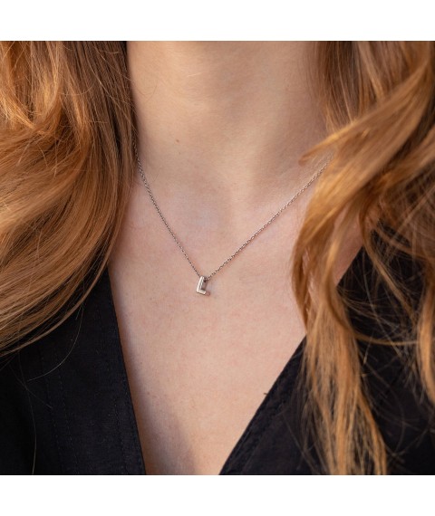 Серебряное колье с буквой "L" 1105 L Онікс  45
