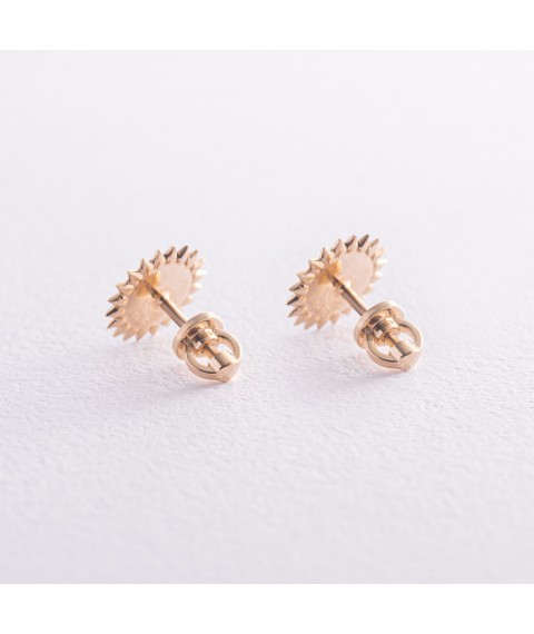 Gold earrings - studs "Sunflowers" with black diamonds 326173122 Onyx
