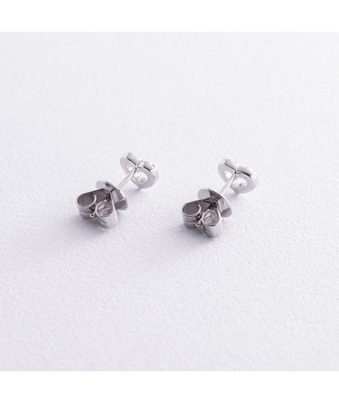 Золоті сережки - пусети "Сердечки" з діамантами сб0470ch Онікс