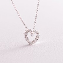 Gold necklace "Heart" with diamonds flask0081cha Onix 40