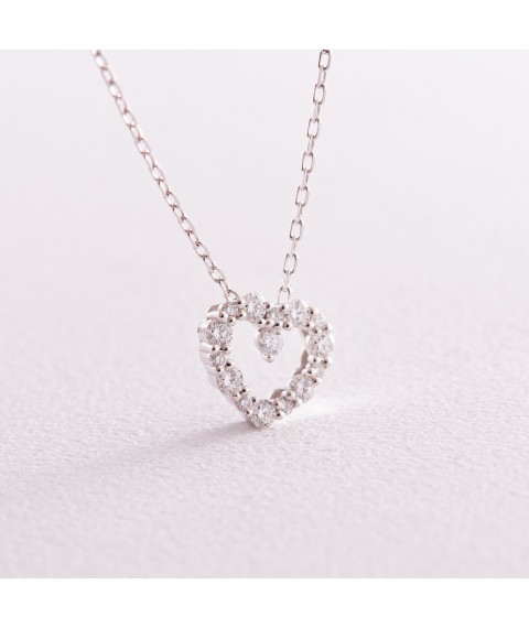 Gold necklace "Heart" with diamonds flask0081cha Onix 40