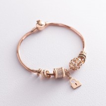 Gold bracelet with charms "Lock" b02762 Onix 18