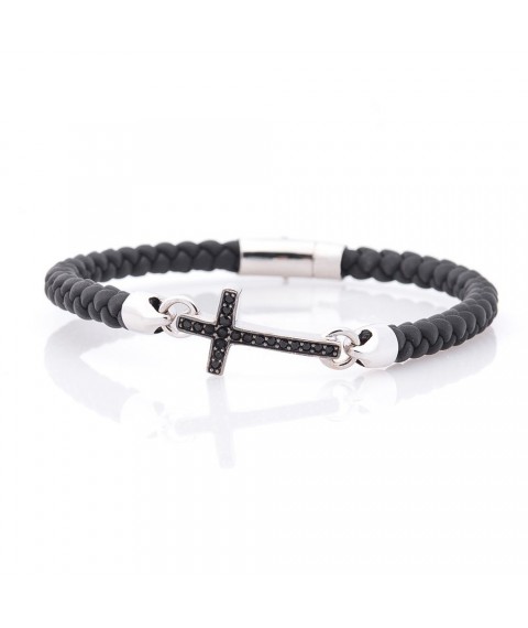 Rubber bracelet "Cross" (cubic zirconia) b03999 Onix 23.5
