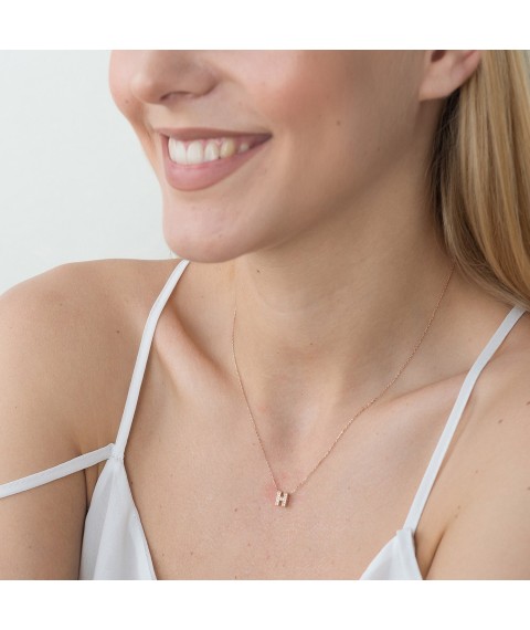 Necklace with the letter "C" in red gold (cubic zirconia) kol01255С Onix 44