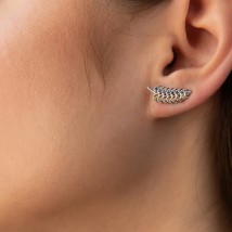 Серебряные серьги - клаймберы "Колоски пшеницы" (синие и желтые фианиты) OR132790 Онікс