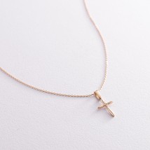 Gold necklace "Cross" with cubic zirconia col02193 Onix 45