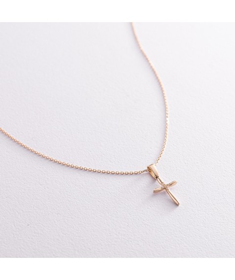 Gold necklace "Cross" with cubic zirconia col02193 Onix 45