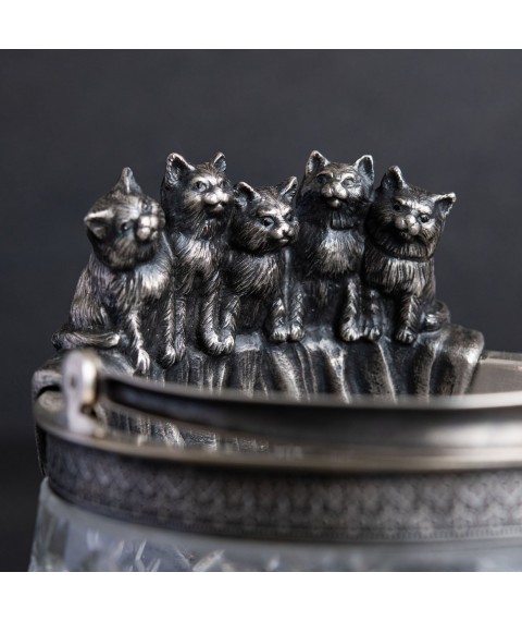 Срібна фігура ручної роботи з кошенятами 23126 Онікс
