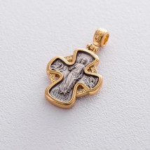 Серебряный крестик с позолотой «Господь Вседержитель. Икона Божией Матери «Неупиваемая Чаша» 131671 Онікс