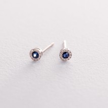 Gold stud earrings with sapphires and diamonds sb0296ca Onyx