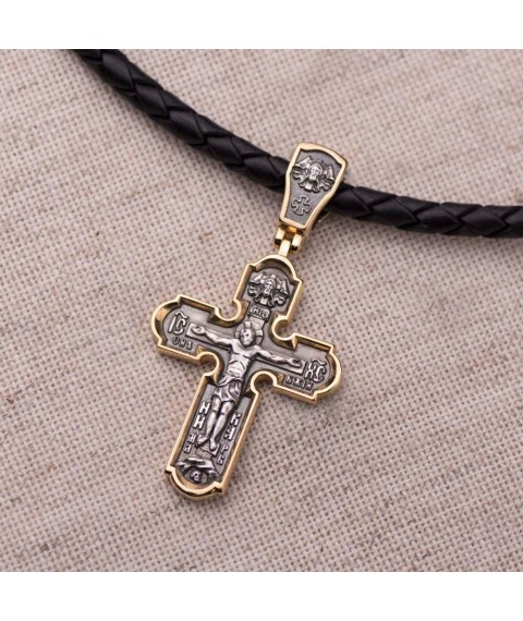 Silver cross "Crucifixion" with gold plated 132472 Onyx