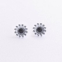 Сережки - пусети "Соняшники" в білому золоті mini с09266 Онікс