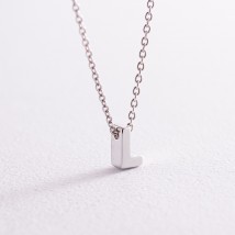 Серебряное колье с буквой "L" 1105 L Онікс  45