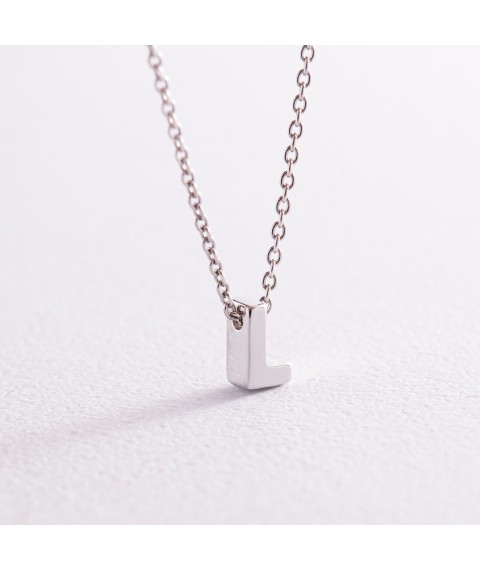 Серебряное колье с буквой "L" 1105 L Онікс  45