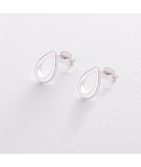 Silver stud earrings "Small drops" 1.1*0.8 cm 122498 Onyx