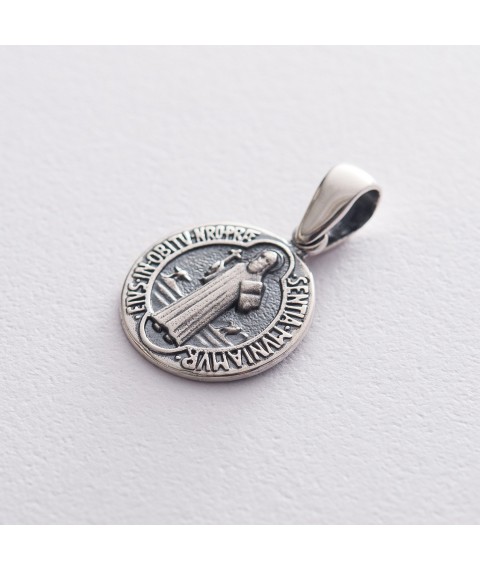 Silver pendant of St. Benedict 131554 Onyx