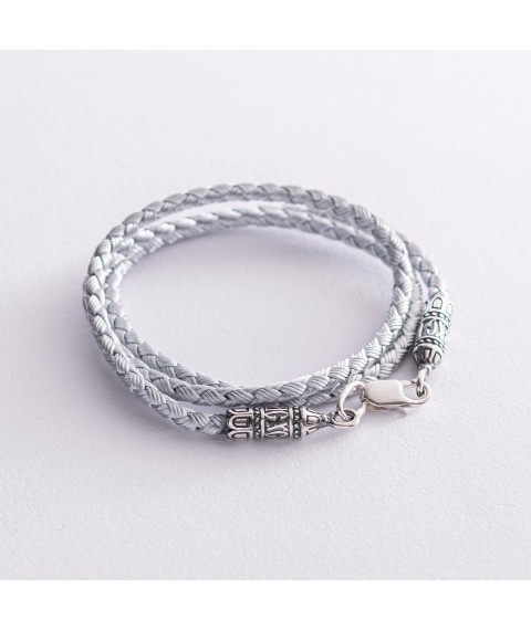 Silk cord with silver insert (blackened) 18728 Onix 55
