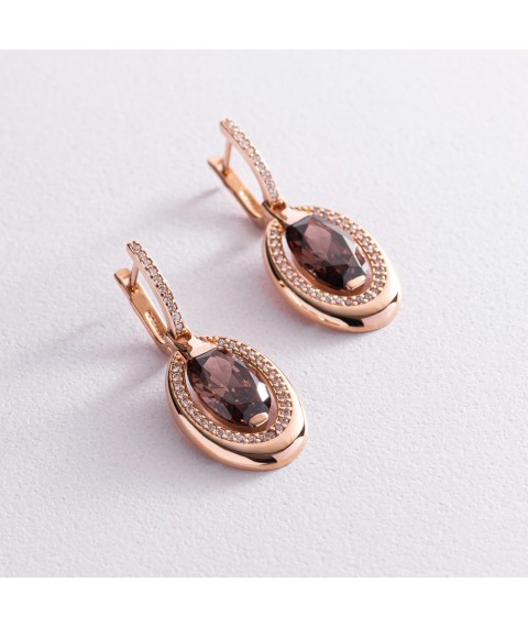 Gold earrings with cubic zirconia s03112 Onyx