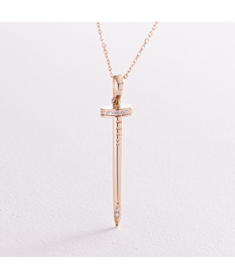 Necklace "Nail" in yellow gold (cubic zirconia) coll02184 Onix 46