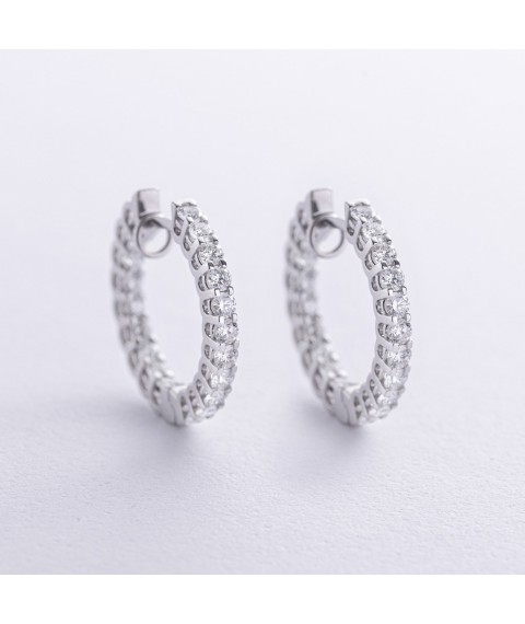 Earrings - rings with diamonds (white gold) 35021121 Onyx