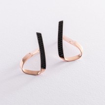 Gold earrings with black cubic zirconia s06191 Onyx