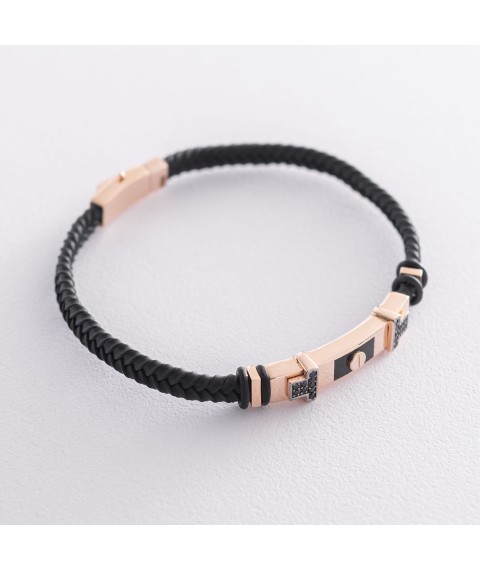 Rubber bracelet (enamel, cubic zirconia) b03990 Onix 21